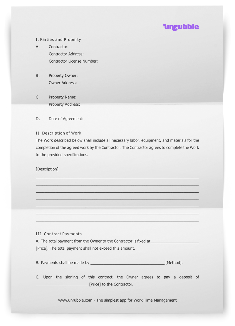 construction contract agreement template
