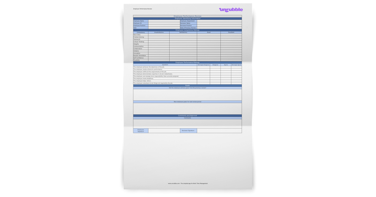 employee performance template excel