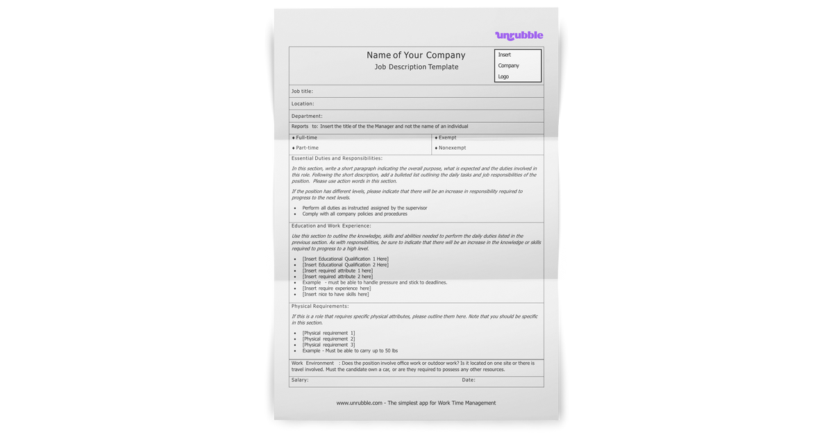 Free 47 Job Description Templates Examples Templatelab