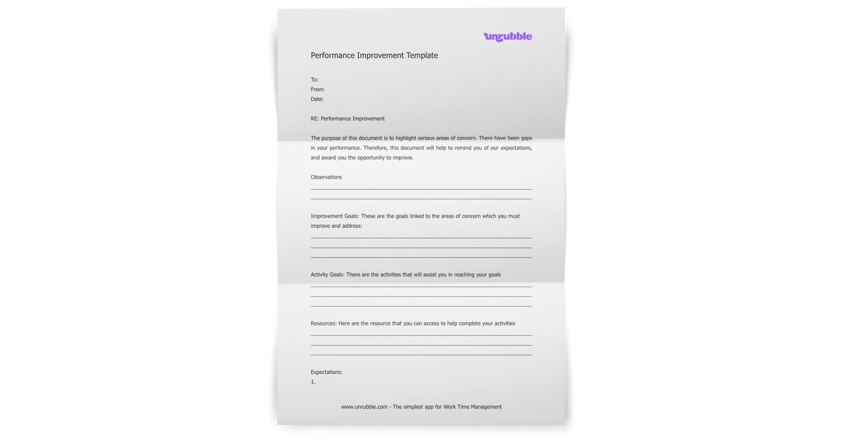 Performance Improvement Template [Download Free] | Unrubble Templates