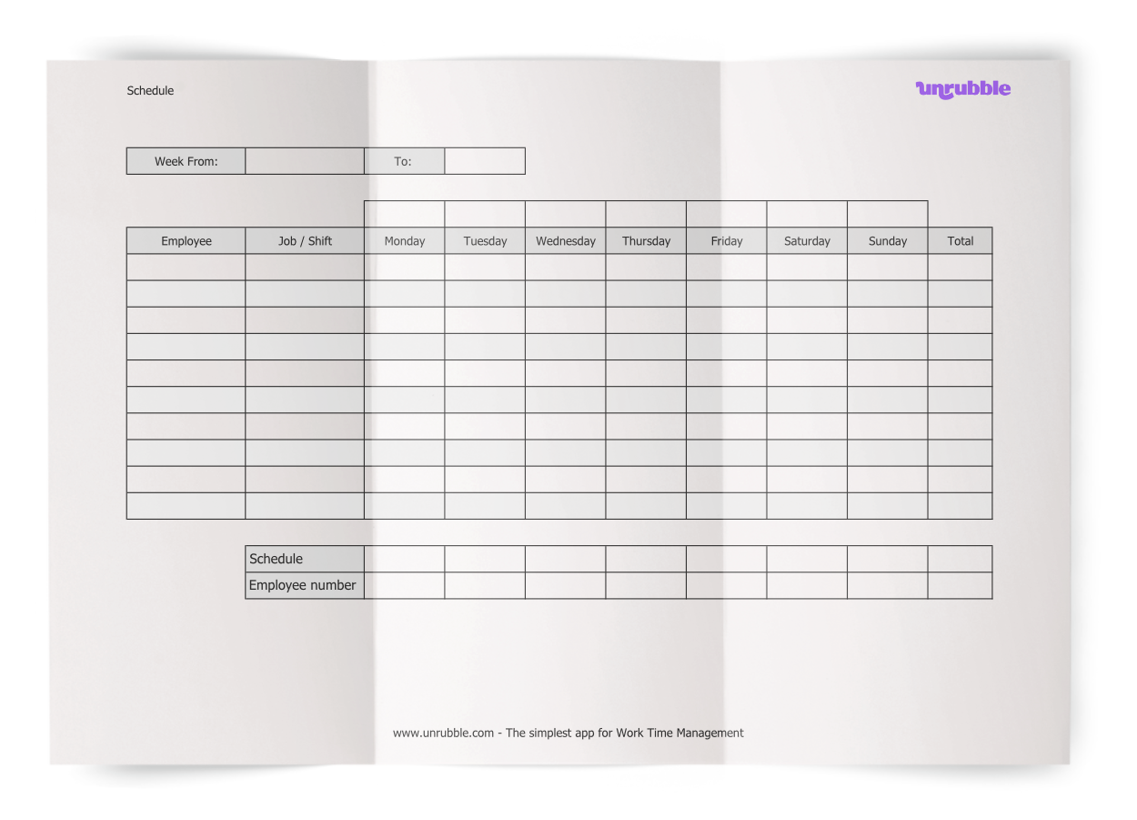 Weekly Work Schedule Template