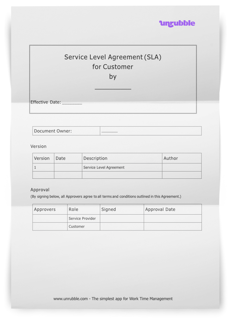 simple service level agreement template